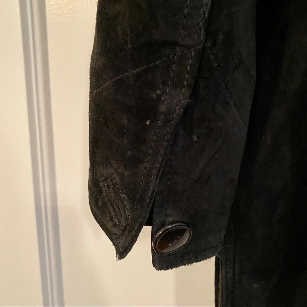 Suede Jacket Car Coat Black Womens Size Large - Picture 10 of 11